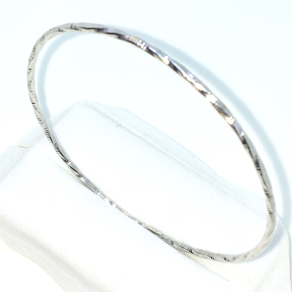 Silver Bangle Bracelets plain full round twisted